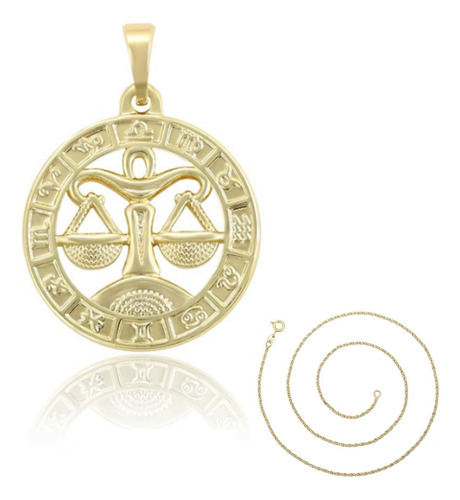 Dije Signo Zodiaco Libra Oro Laminado Collar Horóscopo Mujer