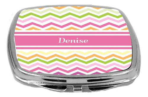 Rikki Jinete, Color Rosa Chevron Nombre Diseno Espejo Compac