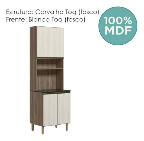 Paneleiro Duplo 4 Portas 70cm Mdf Kali 12230 Carvalho Toq Bi