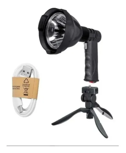 Foco Faro Tipo Mulita 10 Watts Recargable Camping Con Trípode Plegable Alta Calidad Everest