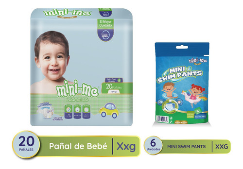 Imagen 3 de 3 de Pañal Premiun Mini Me Talla G/xg/xxg Bultox10paq + Swim Pant