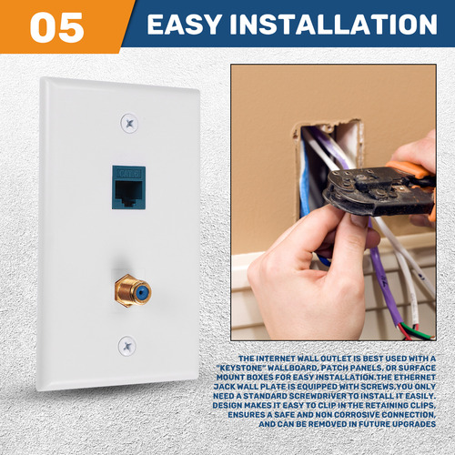 2 Paquetes De Tomas De Pared Coaxiales Ethernet Con 1 Keysto