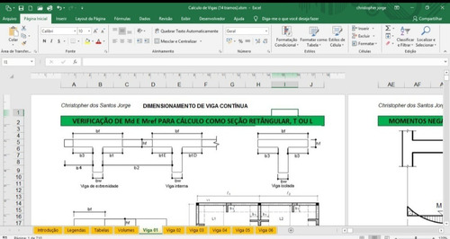Planilha Dimensionamento Lajes, Vigas, Pilares Completo