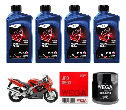 Kit Service Honda Cbr 600 F2 F3 F4 Filtro + Elf Sint Sia+