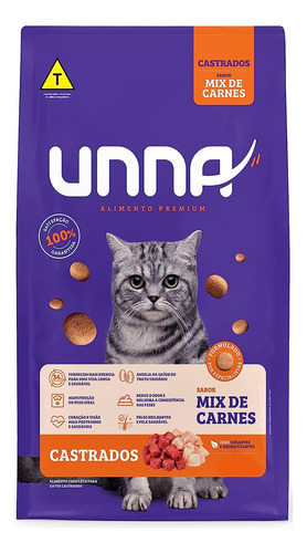 Ração Gatos Unna Castrados Mix Carnes 10,1kg