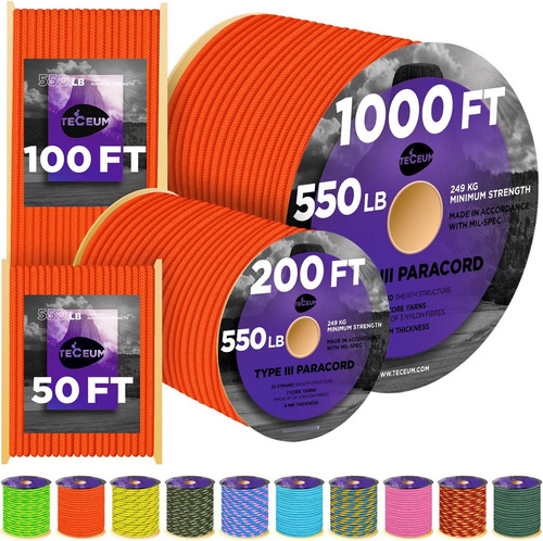 Cuerda Paracord Teceum, Nylon Resistente Para Supervivencia