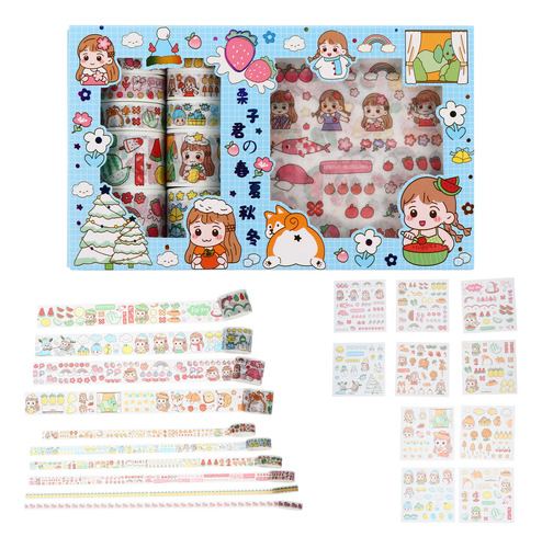 Juego De Pegatinas Washi Tape Decorativas De Dibujos Animado