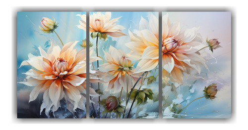 120x60cm Set 3 Canvas Inspiración Ambiente A Dalias Flowers