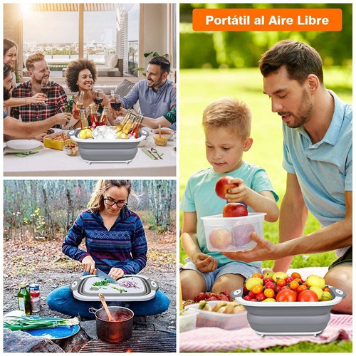 Imagen 7 de 7 de Tabla Para Picar Cortar Alimentos Plegable Expansible 3 En 1
