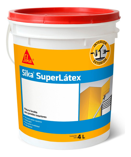 Pintura Lavable Antihongo Super Látex Sika X 4 Lt Prestigio