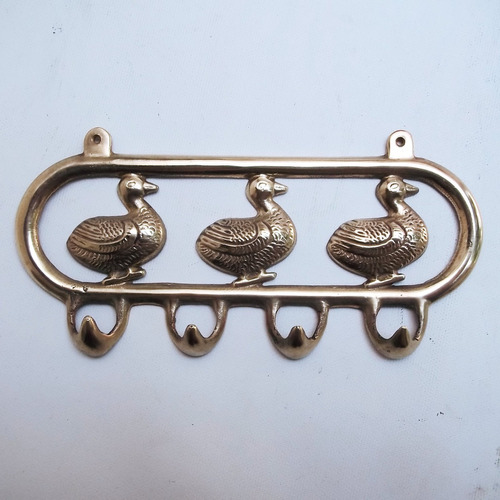 Porta Chaves De Bronze Três Patos Antigo