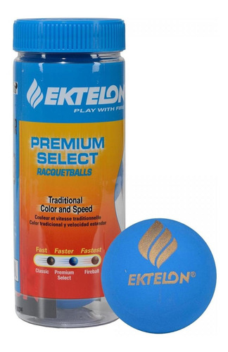 Pelota De Racquetball Ektelon Premiun Select Azul X3 