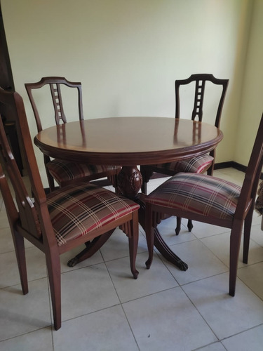 Comedor Redondo Madera Roble 4 Sillas