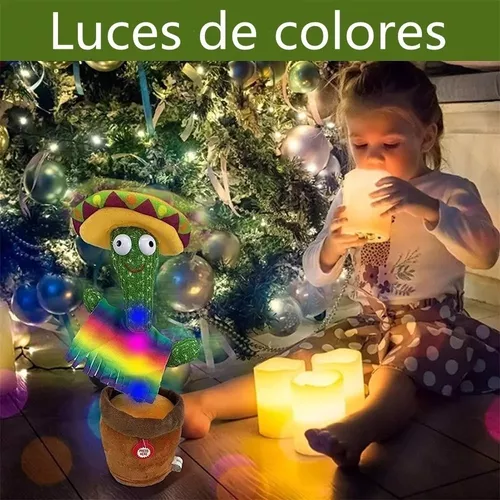  Juguete de cactus bailarín, repite lo que dices, carga USB,  canta y graba cactus de peluche con brillo colorido para decoración del  hogar y juegos de niños (120 canciones)