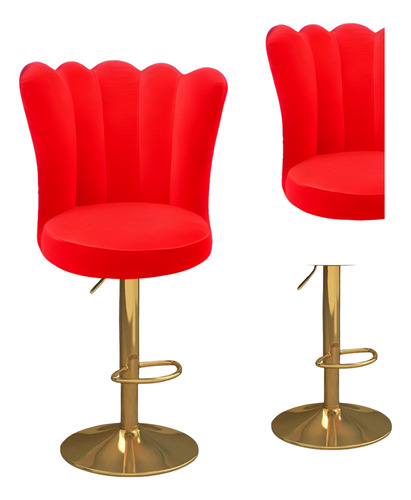 Silla Banco Dorado Spa Lashistas Pestañas Ergonomico Pandora Rojo Fijo Redonda