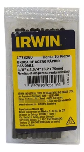 Broca para metal 9/64″ Irwin – Surtiaceros