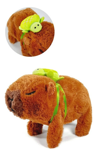 Capibara Peluche Camina Mueve El Hocico Sonido Sin Y C/luz Marrón Oscuro