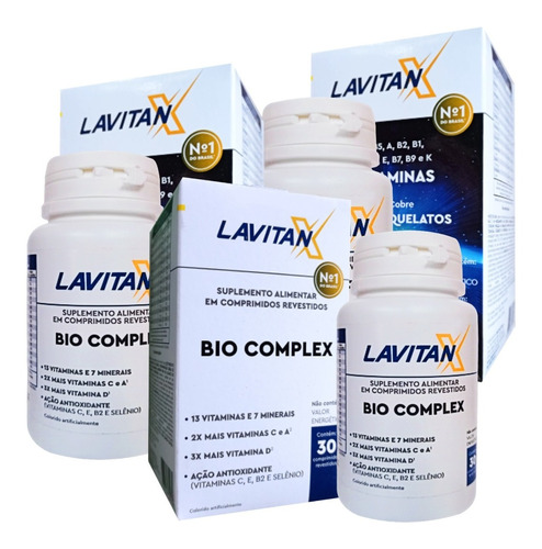 Lavitan X Bio Complex Multivitamínico 3 Caixas 30 Compr Cada