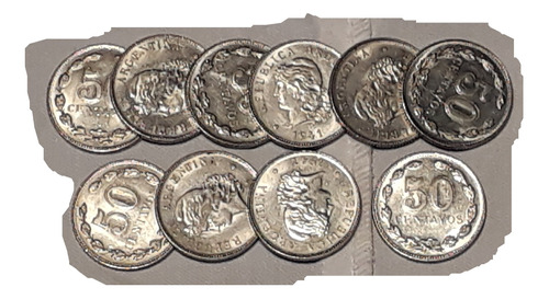 Moneda Argentina 50 Centavos Libertad 1941 Niquel  Son 10 L1