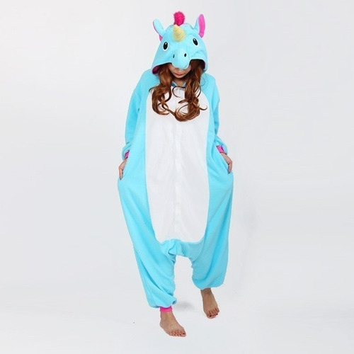 Unicórnio Azul Pijama Macacão Kigurumi - Pronta Entrega