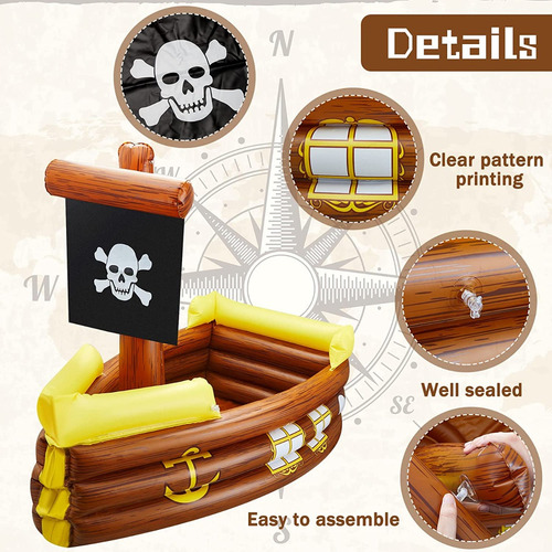 Hielera Inflable Modelo Barco Pirata Flotante Para Alberca