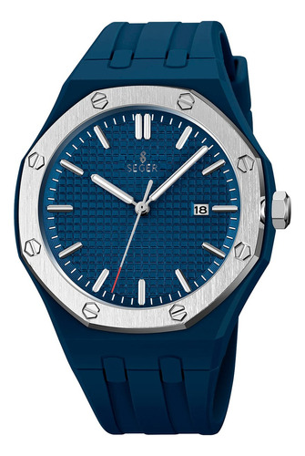 Reloj Hombre Seger 9299 Original Elegante Sport Silicona Color de la malla Azul