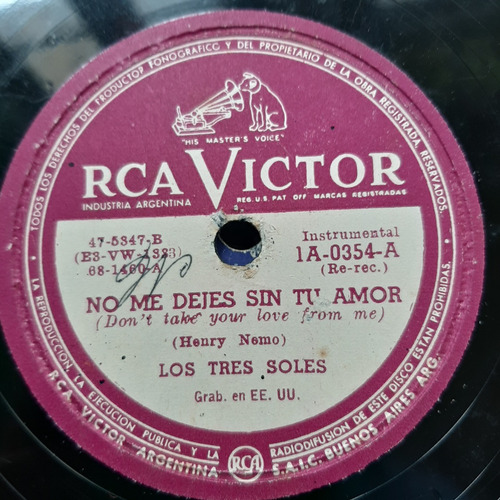 Pasta Los Tres Soles Rca Victor 0345 681460 C33