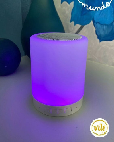 Imagem 2 de 8 de 1 Mini Caixa De Som Sem Fio Luminária Abajur Bluetooth