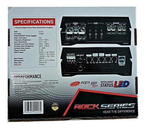 Imagen 5 de 5 de Amplificador Rock Series Rks-p1000.1dm 2800w 1c Clase D Nano