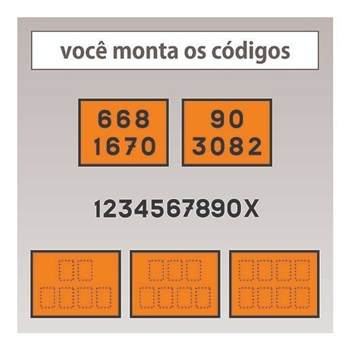 Placa Rótulo De Risco E Onu - 40x30cm - Pvc 3mm - Kit 6 Unid