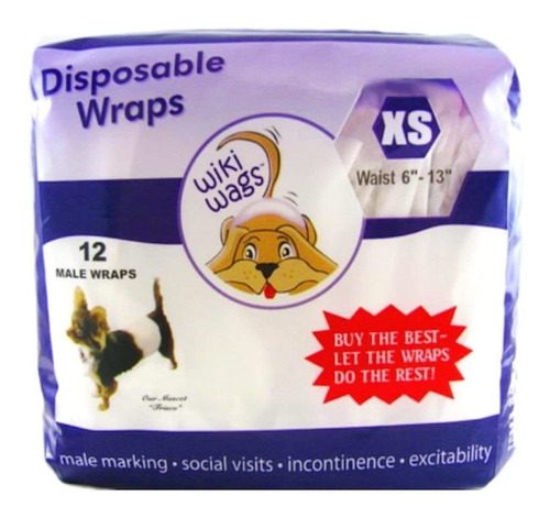 Wiki Wags Brand - 12 Bandas Xs Desechables Para Perro Macho 