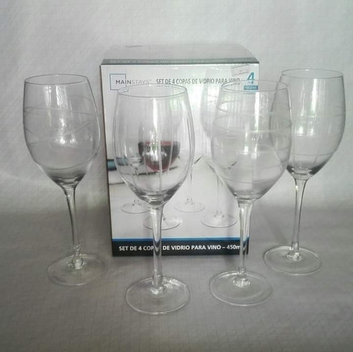 Imagen 5 de 9 de Set De Cuatro Copas De Vidrio Para Vino.nuevas. Marca Maint