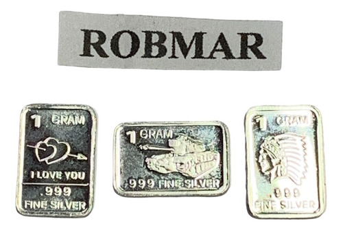 Robmar-moneda Rectangular Lote 31-3 De 1 Gramo Plata 0,999  
