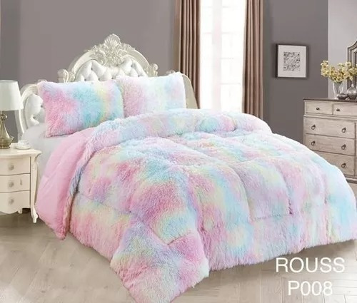 Cobertor Cubrecama Con Chiporro Peludo King- Distintos Color Color Unicornio