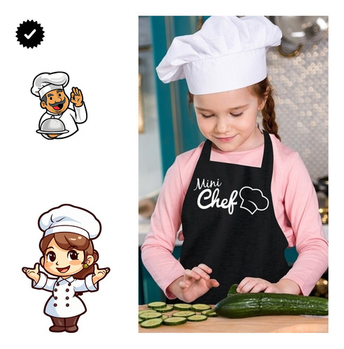 Avental Mini Chef Chefinhos Crianças Infantil Cozinha Cores