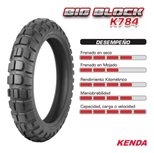 Pneu Dianteiro Kenda K784f Big Block 100/90b19 57s Big Trail