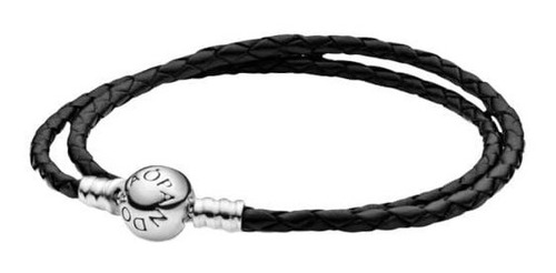 Pulsera Pandora Original Moments Cuero Negro Plata Ale S925