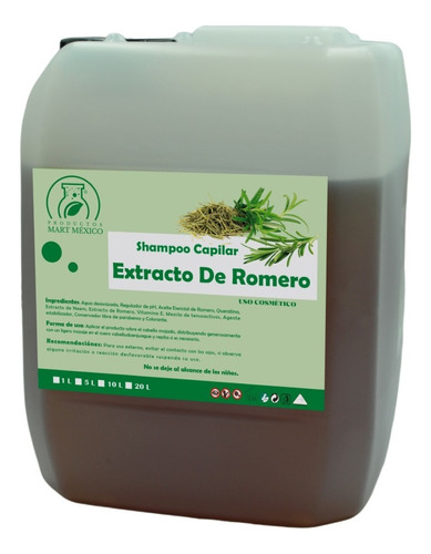  Shampoo Extracto Natural Romero Brillo Y Suavidad 10 Lts