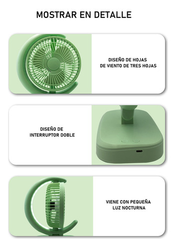 Ventilador Abanico De Escritorio Recargable Lampara Portatil