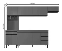 Comprar Cocina con encimera y encimera 160 cm Andréia Matte Grey - Ajl