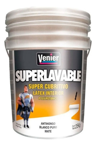 Látex Interior Superlavable Poliuretánico Venier | 20lt Acabado Mate Color Blanco