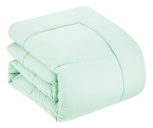 Juego De 7 Piezas Edredón Suave Microfibra Verde Queen