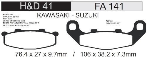 Pastilla Freno Fa 141 Nacional Ninja 250/600 Tras (hd41)