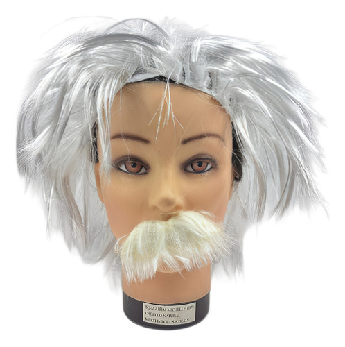 Peluca Para Fiestas De Doctor Con Bigote Color Blanco