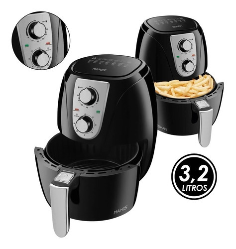 Fritadeira Elétrica Air Fryer Maxis Af-33 Sem Óleo Cor Preto Voltagem 110v