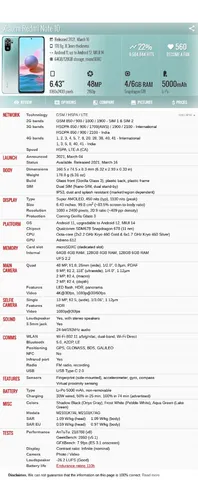 Xiaomi Redmi Note 10 M2101k7ag 6gb 128gb Dual Sim Duos