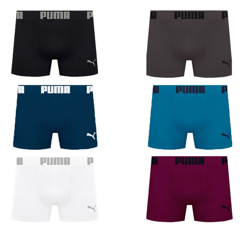 Cueca Boxer Puma Underwear Sem Costura Kit 6