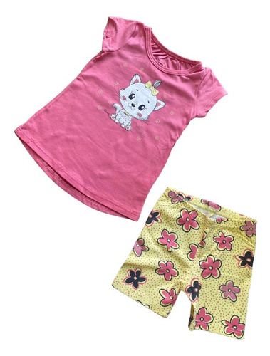 Conjunto Infantil Blusa Gatinha + Short Legging Elian