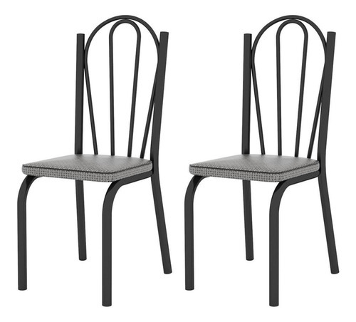 Kit 2 Cadeiras 121 Europa Preto/platina - Artefamol Cor da estrutura da cadeira Preto Cor do assento Platina Desenho do tecido Liso