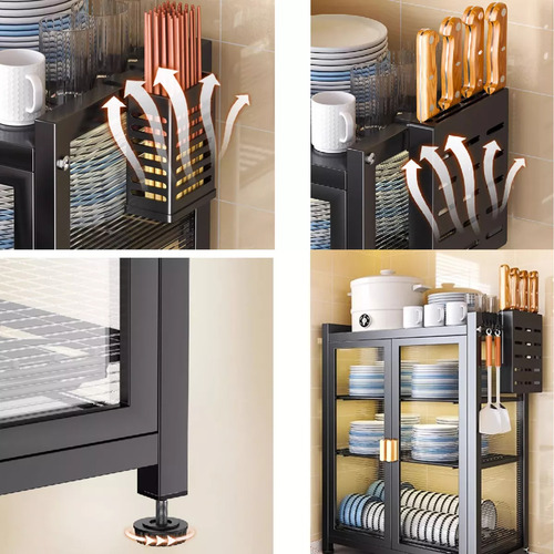 Porta Cubiertos Escurridores De Platos 3 Niveles Anti-polvo Negro